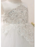 Beaded Ivory Lace Tulle Flower Girl Dress Special Occasion Dress
